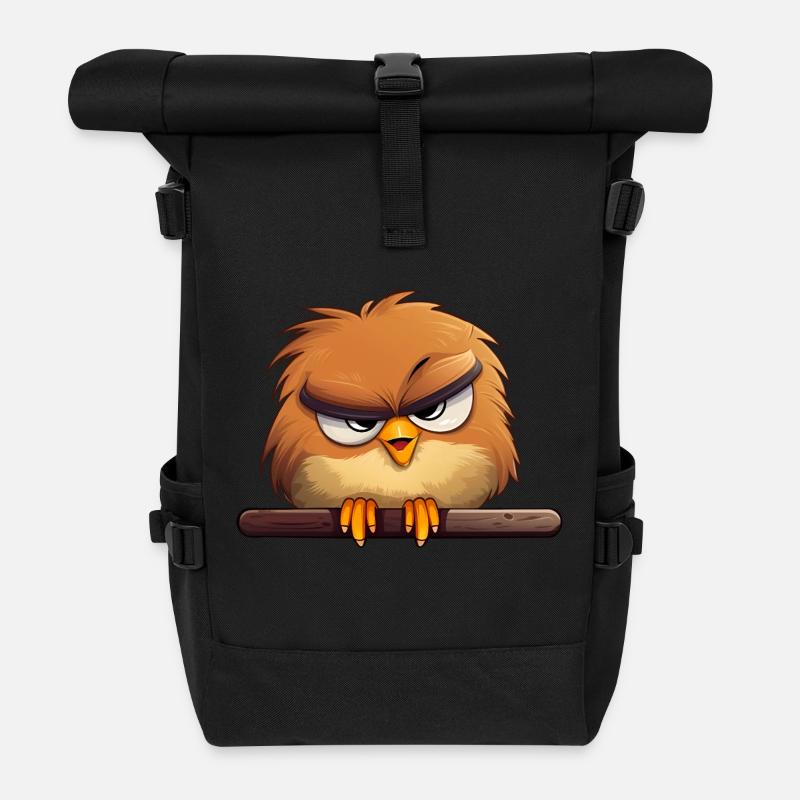 Really? Vogel mit bösem Blick - Rolltop Rucksack - Schwarz