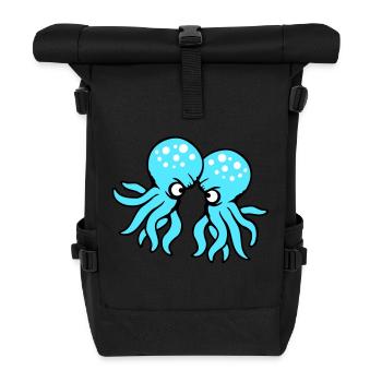 2 Oktopus Freunde Zwei kämpfende Feinde Rivalen - Rolltop Rucksack - Schwarz - Vorne