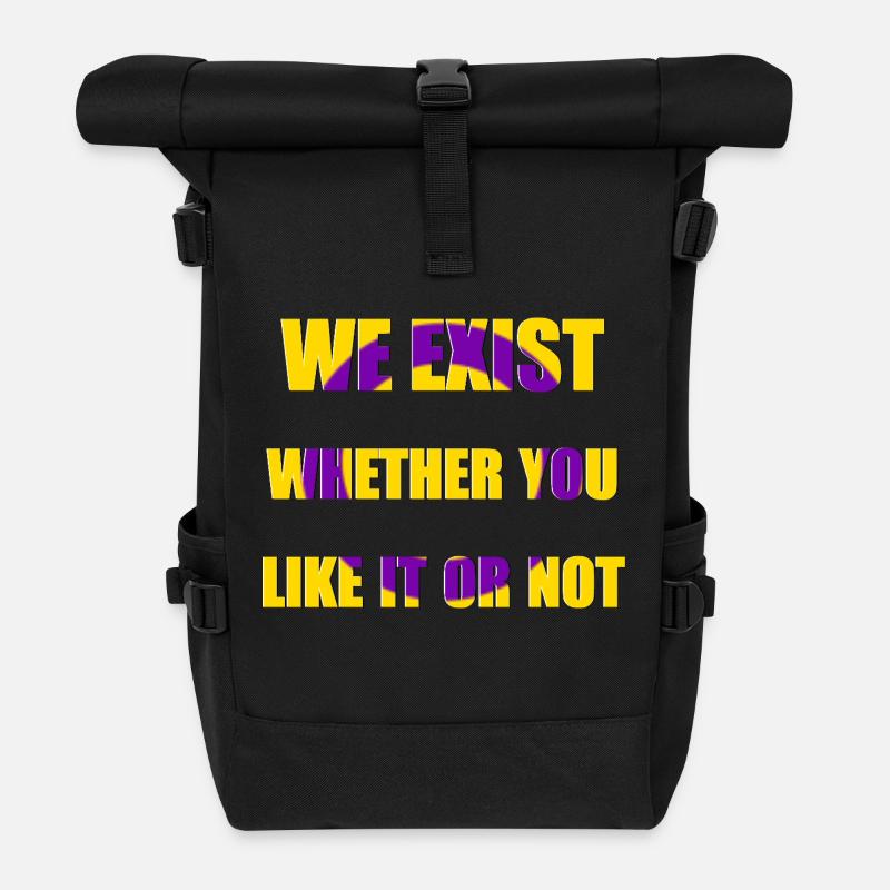 Nous existons - Drapeau intersexe - Sac à dos roll top - noir