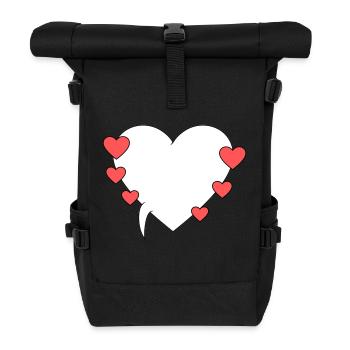 Speech Bubble with Hearts 3 - Roll Top Backpack - black - Front