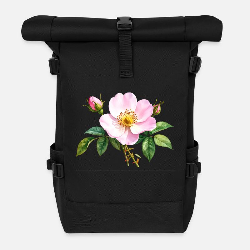 Wild Rose - Aquarelle - Sac à dos roll top - noir