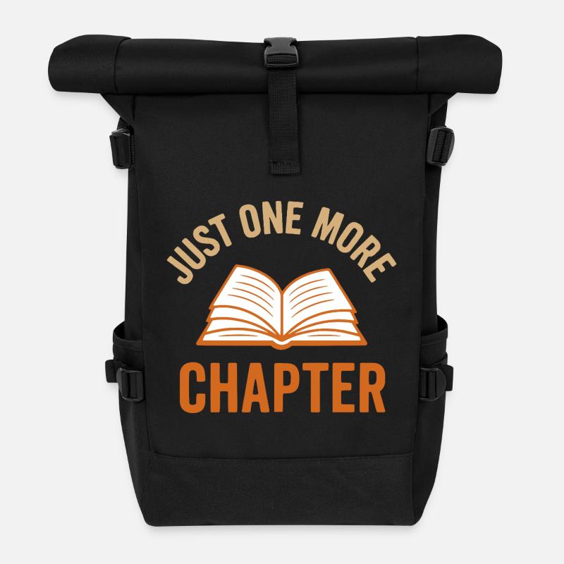 Buch-Illustration mit inspirierender Botschaft - Rolltop Rucksack - Schwarz