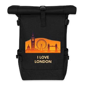 I Love London Skyline Sunset - Rolltop Rucksack - Schwarz - Vorne