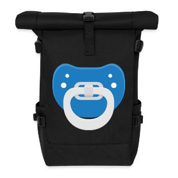 Blauer Schnuller - Rolltop Rucksack - Schwarz - Vorne