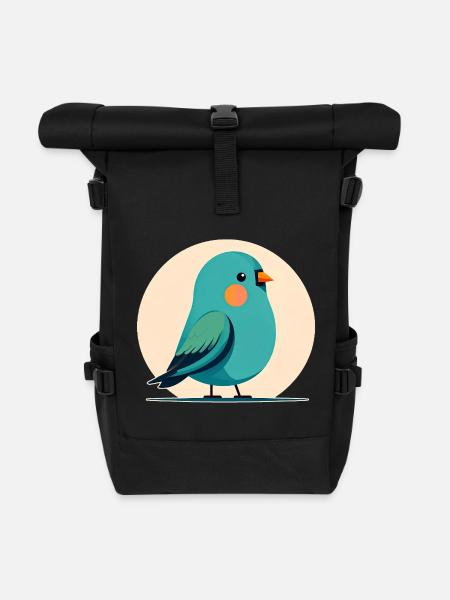 Kleiner grün-blauer Vogel - Rolltop Rucksack - Schwarz