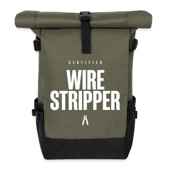 Décapage de fils certifié, Électricien drôle Humour - Sac à dos roll top - olive/noir - Devant