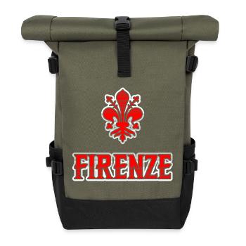 T-shirt souvenir Florence Italie, idée cadeau - Sac à dos roll top - olive/noir - Devant