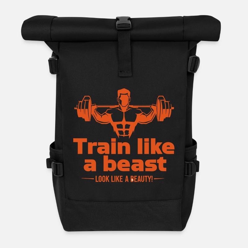 Train like a beast - look like a beauty - Roll Top Backpack - black