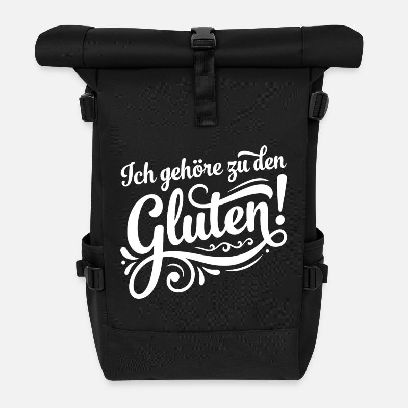 I belong to the Gluten – Funny pun - Roll Top Backpack - black