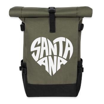 Santa Ana Herz Typo - Rolltop Rucksack - Olive/Schwarz - Vorne