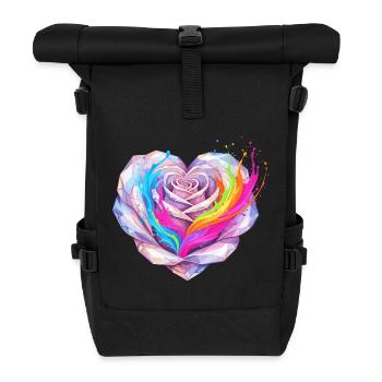 Kristallherz Regenbogenfusion - Rolltop Rucksack - Schwarz - Vorne