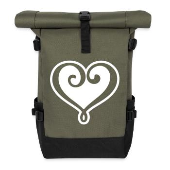 Herz Symbol - Rolltop Rucksack - Olive/Schwarz - Vorne