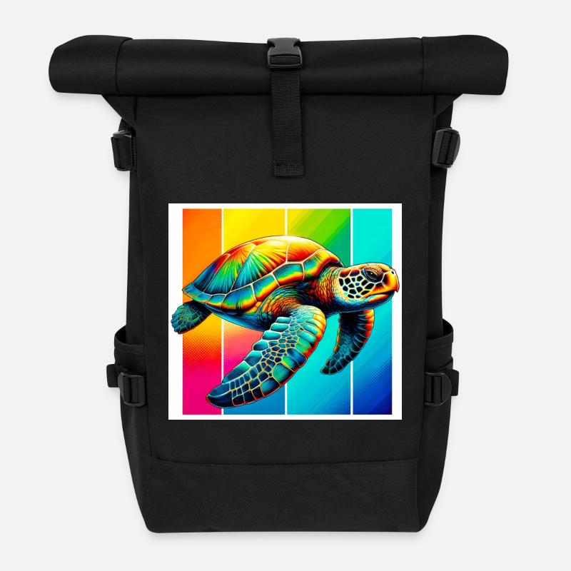 Schildkröte - Rolltop Rucksack - Schwarz