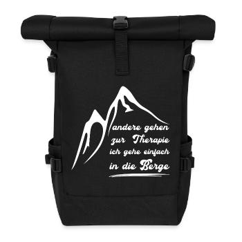 Ich gehe nicht zur Therapie ich gehe in die Berge - Rolltop Rucksack - Schwarz - Vorne