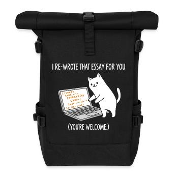 Code cat explains tasks - Roll Top Backpack - black - Front