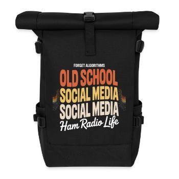 Old School Amateurfunk-Sozialmedien - Rolltop Rucksack - Schwarz - Vorne