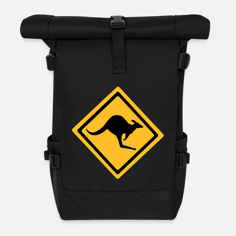 Australian Kangaroo Anmelden - Rolltop Rucksack - Schwarz