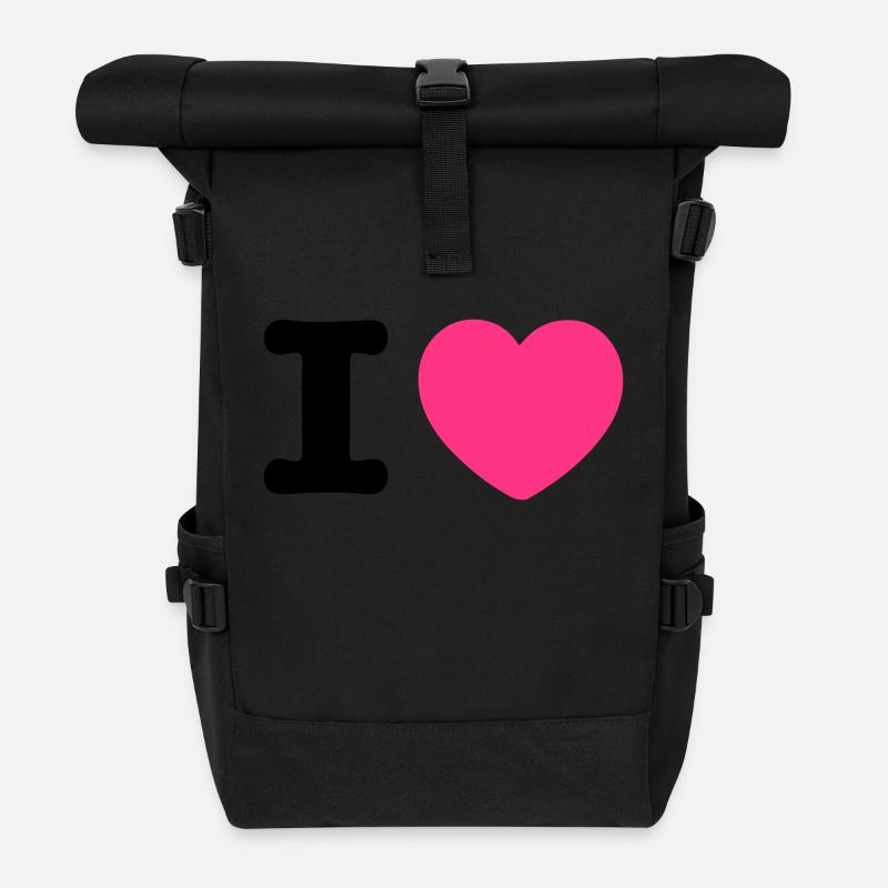 i heart heart - Roll Top Backpack - black