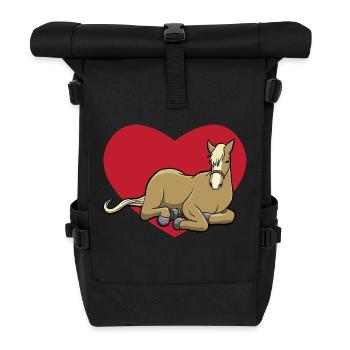 I love horses - horse with heart - Roll Top Backpack - black - Front