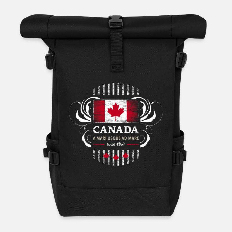 Flagge Fahne Canada Kanada Ahorn maple leaf 2 - Rolltop Rucksack - Schwarz