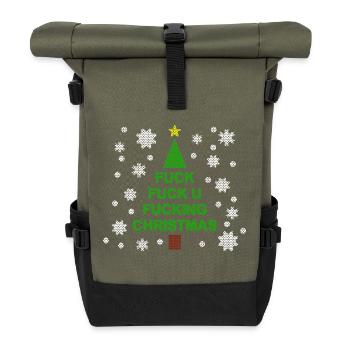 Fuck you christmas / Weihnachtsbaum / Weihnachten - Rolltop Rucksack - Olive/Schwarz - Vorne