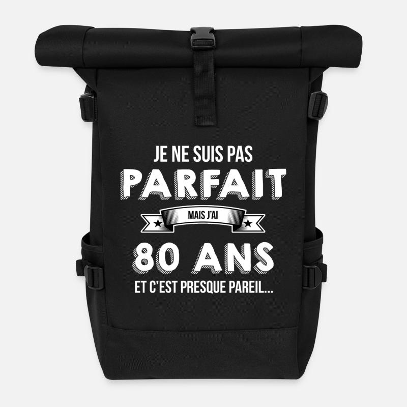 80 ans cadeau humour - Sac à dos roll top - noir