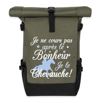 Cheval - le bonheur - Sac à dos roll top - olive/noir - Devant