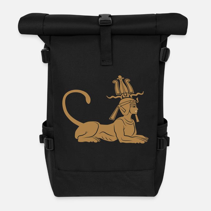 Egyptian sphinx - Roll Top Backpack - black