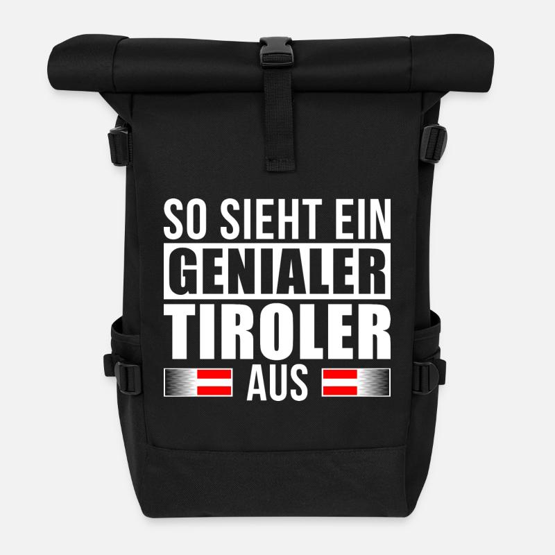 Genialer Tiroler - Rolltop Rucksack - Schwarz