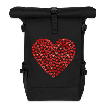 coeur rouge en petits coeurs - Sac à dos roll top - noir - Devant