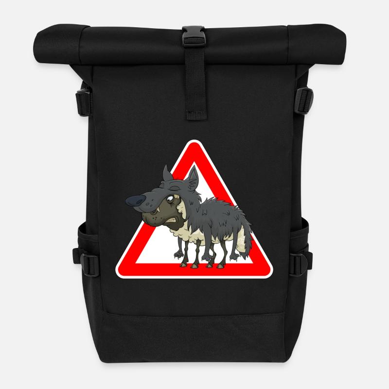 Schaf Wolf - Rolltop Rucksack - Schwarz