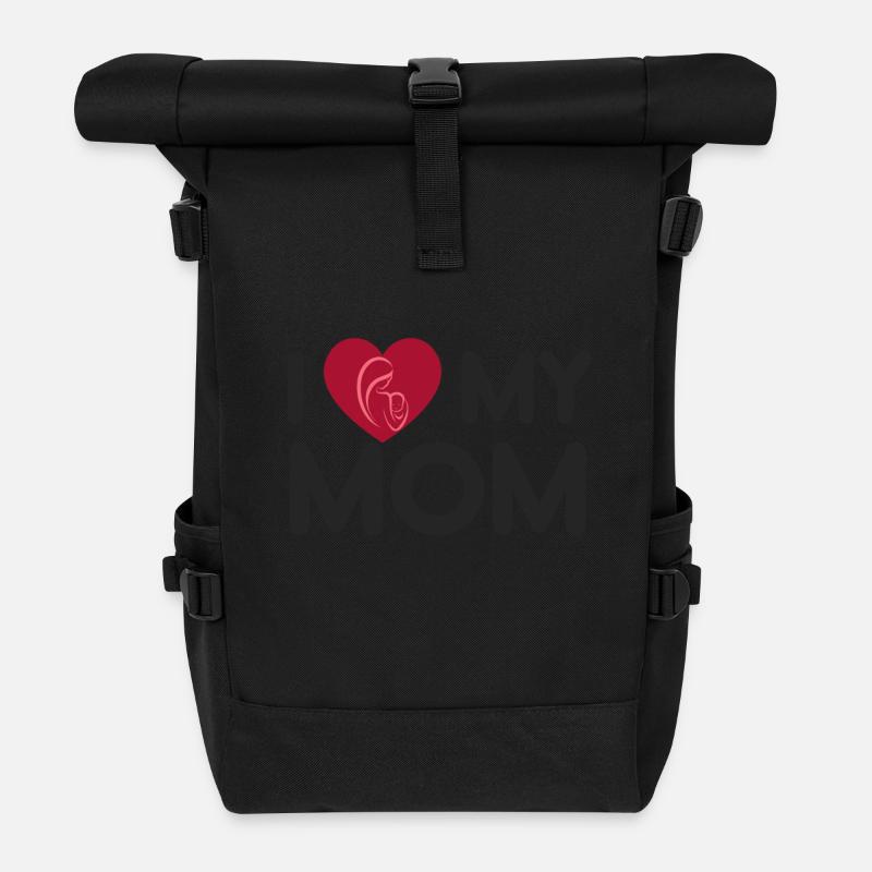 Ich liebe mein Mutter-Mutter-Tagesgeschenk - Shirt - Rolltop Rucksack - Schwarz