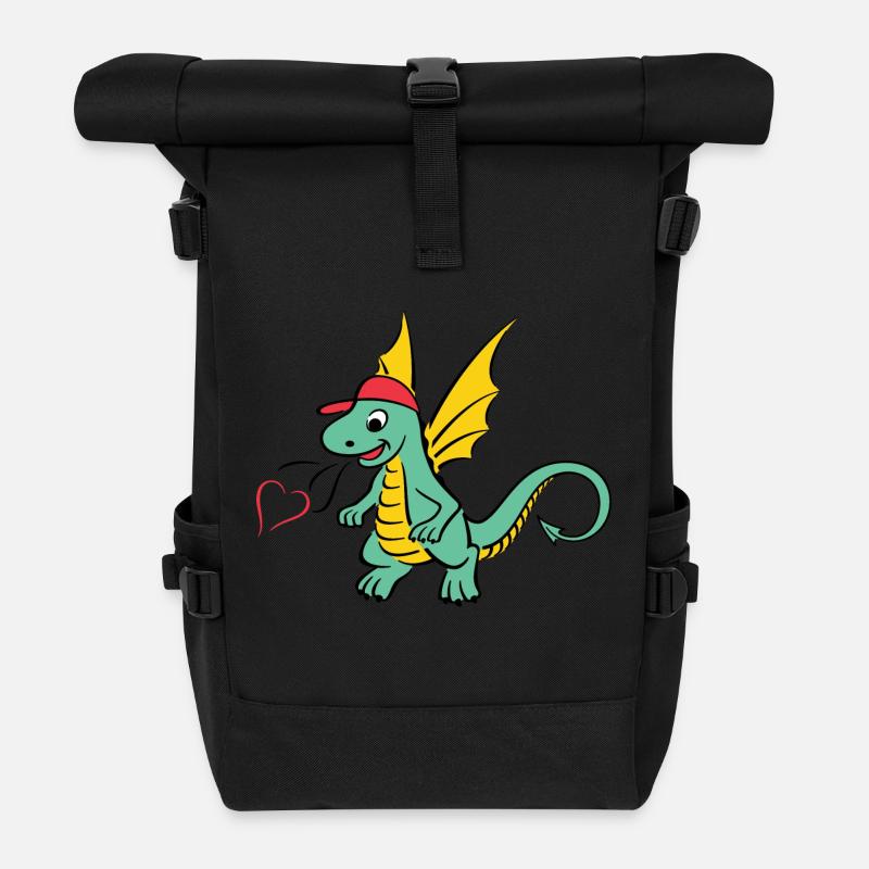 Petit dragon - Sac à dos roll top - noir