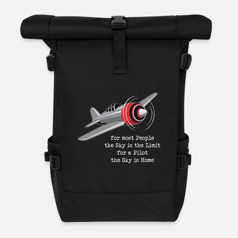Pilot aviation plane flying gift - Roll Top Backpack - black
