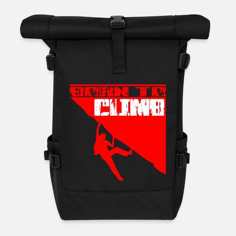 Born To Climb Red - Roll Top Backpack - black