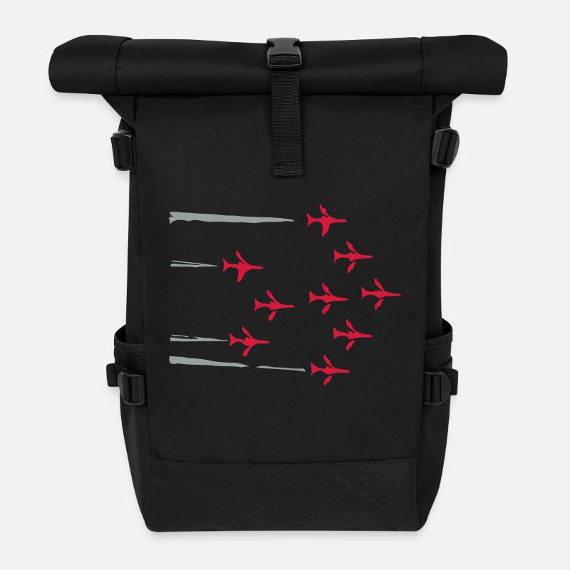 Red Arrows - Roll Top Backpack - black