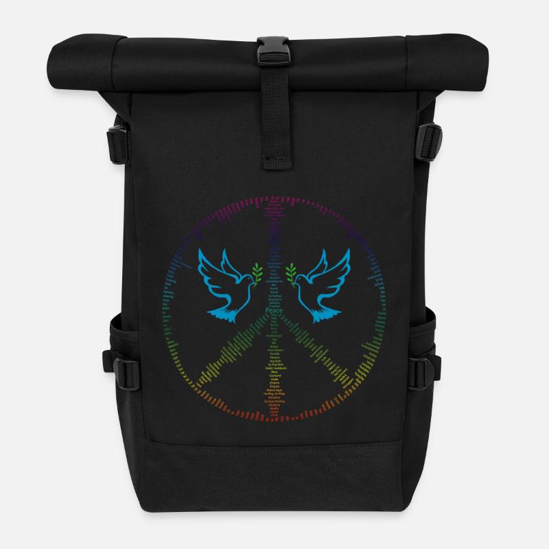 Frieden in allen Sprachen der Welt - Rolltop Rucksack - Schwarz