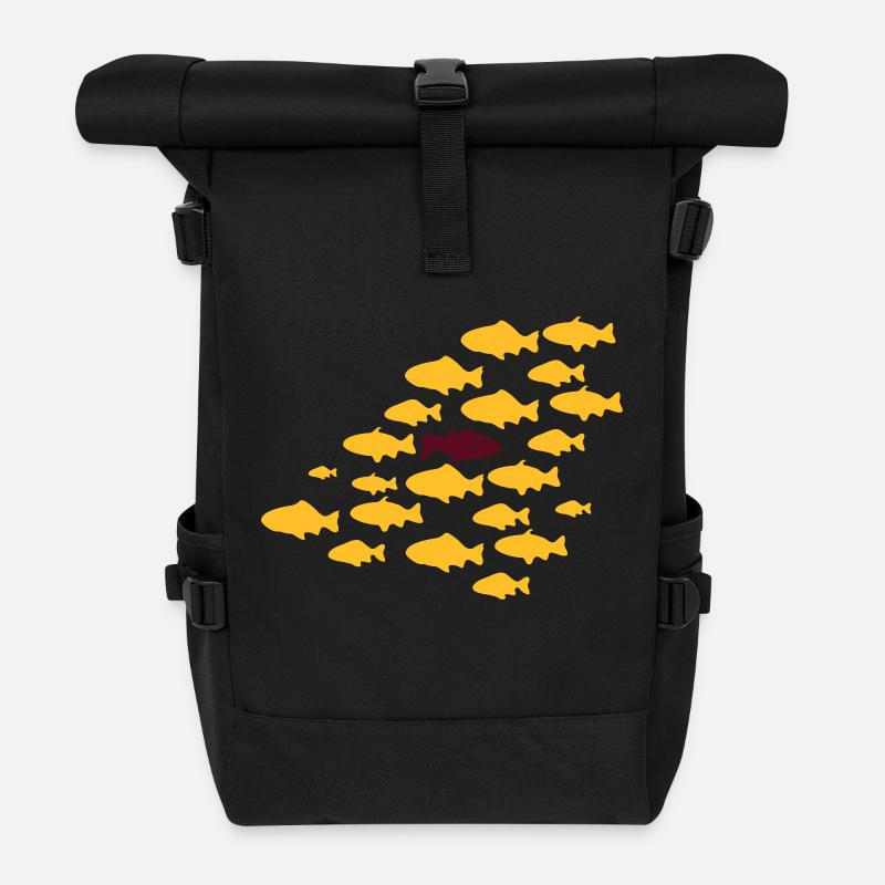 Gegen den Strom Schwimmen - Rolltop Rucksack - Schwarz