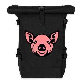 Schweinekopf Schweineseite 8 - Rolltop Rucksack - Schwarz - Vorne