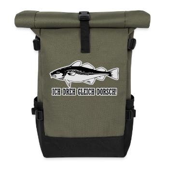 Ich dreh gleich Dorsch! - Rolltop Rucksack - Olive/Schwarz - Vorne