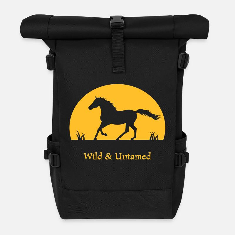 Sunset Horse wild and untamed - Rolltop Rucksack - Schwarz
