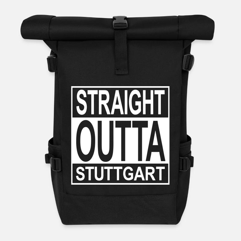 Straight outta Stuttgart - Rolltop Rucksack - Schwarz