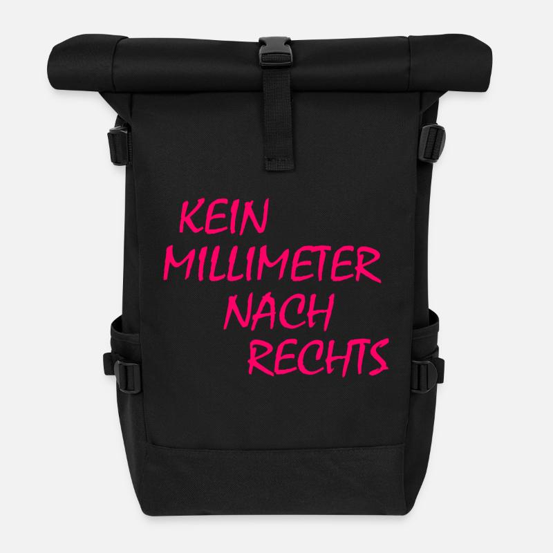kein millimeter nach rechts - Rolltop Rucksack - Schwarz