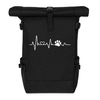 Hund lustig Herzschlag EKG Pfote Hundeliebhaber - Rolltop Rucksack - Schwarz - Vorne