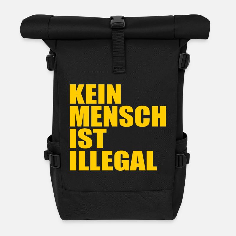 kein mensch ist illegal - Rolltop Rucksack - Schwarz
