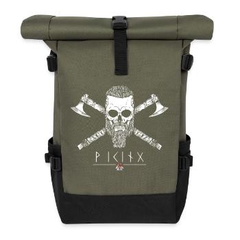 Viking - Skull Runes - Roll Top Backpack - olive/black - Front
