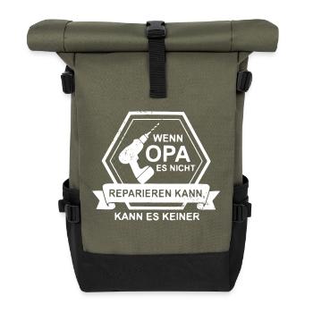 Wenn OPA es nicht reparieren kann... - Rolltop Rucksack - Olive/Schwarz - Vorne