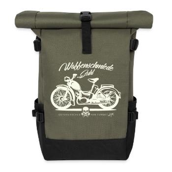 Simson SR2 - DDR Ostalgie Kultmoped - Rolltop Rucksack - Olive/Schwarz - Vorne