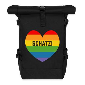 Regenbogenherz Schatzi LGBT lgbtqi queer - Roll Top Backpack - black - Front
