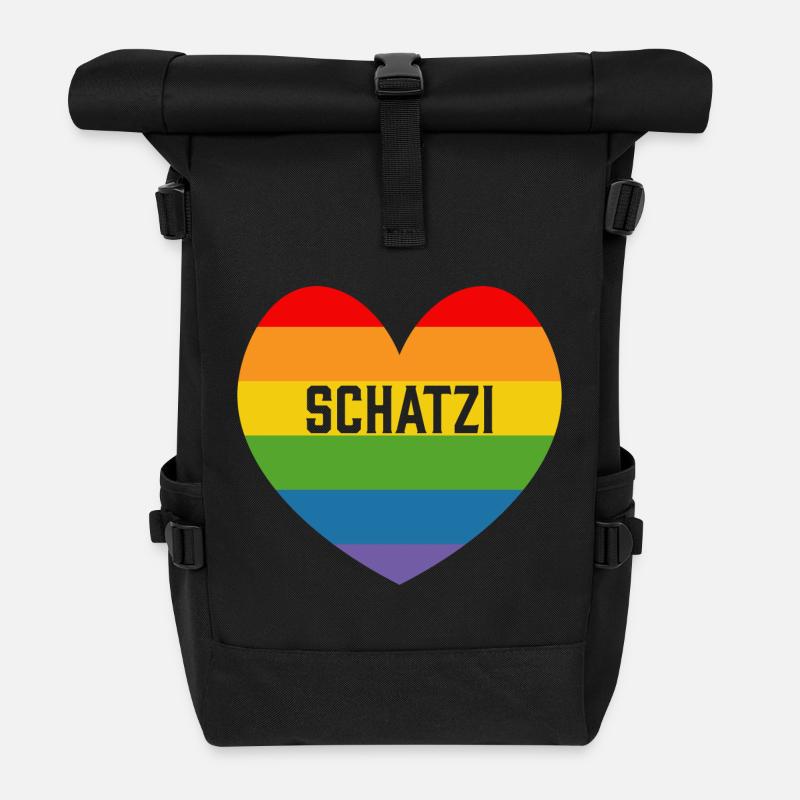 Regenbogenherz Schatzi LGBT lgbtqi queer - Sac à dos roll top - noir